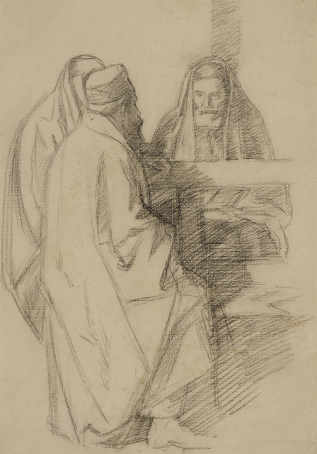 William Rothenstein, ‘Talmudic Discussion’, ca. 1904, Drawing, Collage or other Work on Paper, Pencil on paper, Ben Uri Gallery and Museum