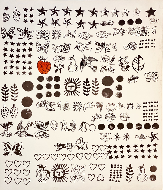 Andy Warhol, ‘Gift Wrap (Red Apple)’, 1959, Drawing, Collage or other Work on Paper, Unique watercolor and offset lithograph on paper, Woodward Gallery