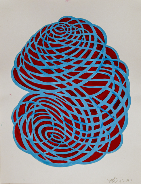 Linda Fleming, ‘Gouache Wall Drawing (turquoise, red)’, 2017, Robischon Gallery