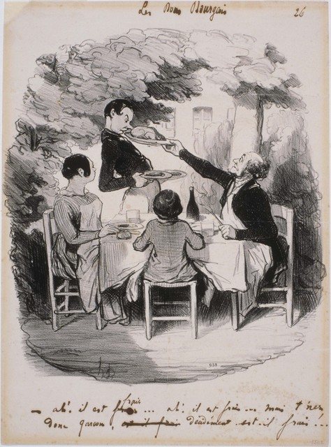 Honoré Daumier, ‘Les Bons Bourgeois: Ah! Il est frais...Mais t'nez donc Garçon’, 1846, Phillips Collection