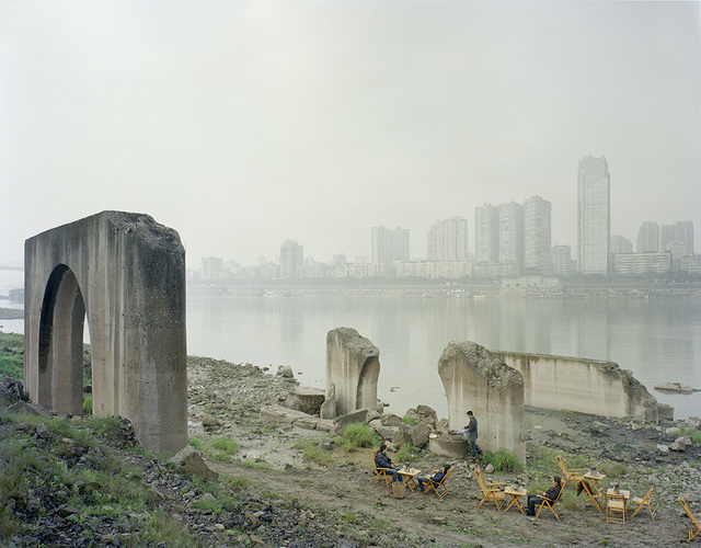 Zhang Kechun, ‘Under the abandoned pier 江边喝茶的人’, 2014, Photography, Achival Inkjet Print, Three Shadows +3 Gallery