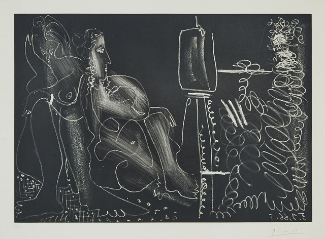 Pablo Picasso, ‘Peintre À Son Chevalet Avec Deux Femmes Nues (Dans L’Atelier)’, 1966, Print, Etching and aquatint on BFK Rives paper, Waddington's