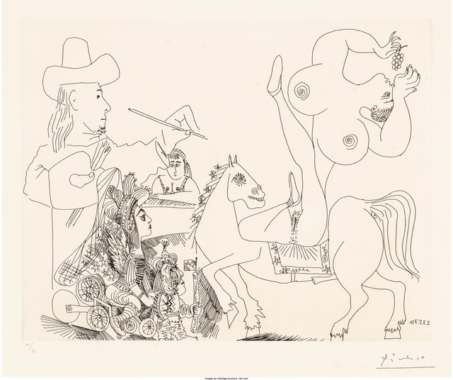 Pablo Picasso, ‘Artist and Nude Equestrienne Eating Grapes, from Series 156’, 1970, Heritage Auctions