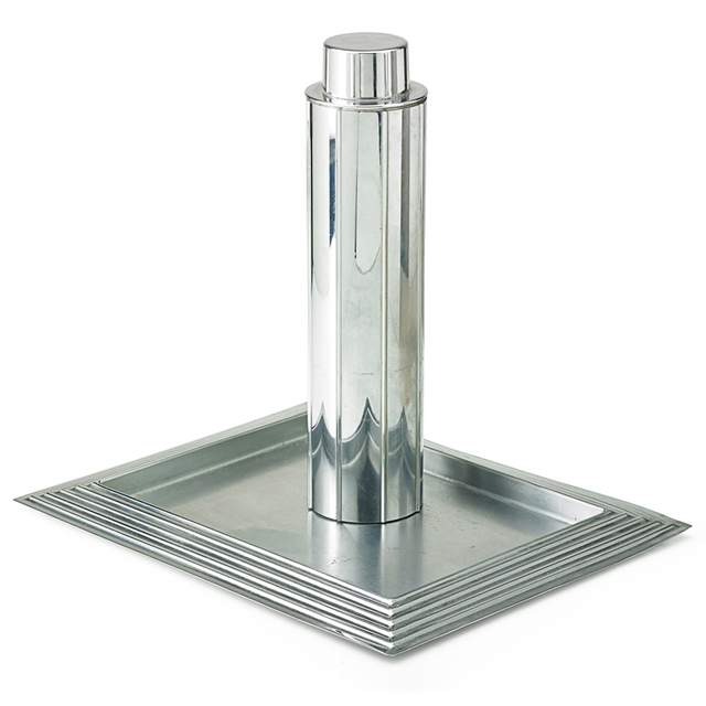 Norman Bel Geddes, ‘Manhattan Cocktail Shaker And Tray, Rome, NY’, 1930s, Design/Decorative Art, Chromed Steel, Rago/Wright