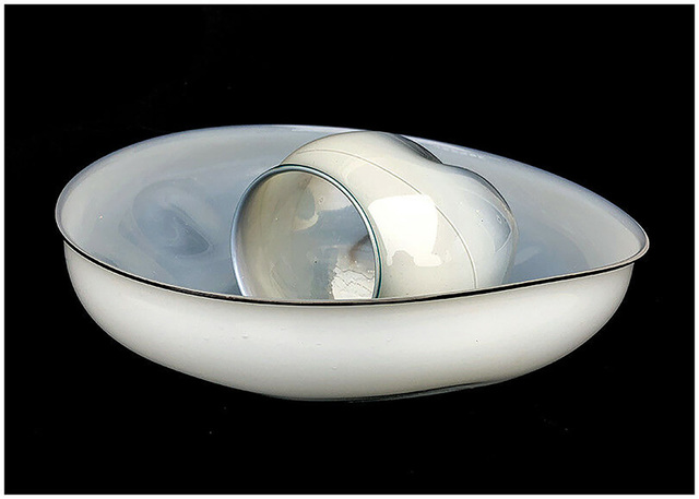 Dale Chihuly, ‘Dale Chihuly 2 Piece Original Basket Set Blown Glass Hand Signed White Art Large’, 1980, Sculpture, Hand Blown Glass Vase / Basket, Original Art Broker