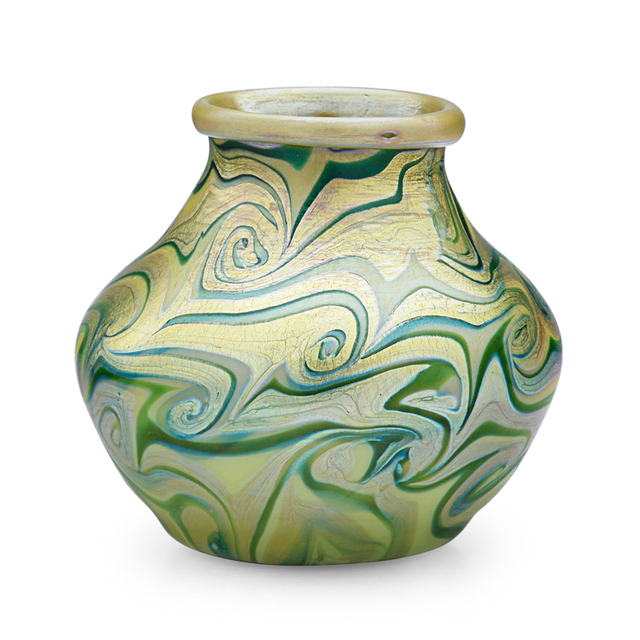Tiffany Studios, ‘Early Favrile Glass Vase With Swirling Pattern, New York’, Late 19th C., Rago/Wright