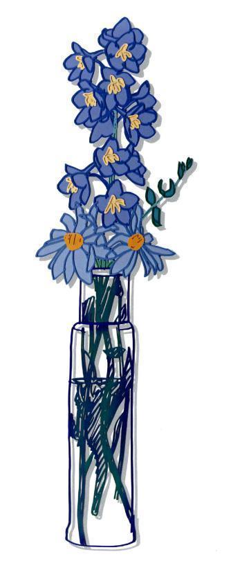 Tom Wesselman - Delphinium and daisies