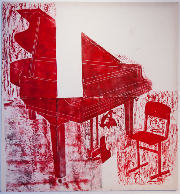 Katya Zvereva, ‘Grand Piano in Red’, 2017, Painting, Ink painting with woodcut print on canvas, stretched, The Untitled Space