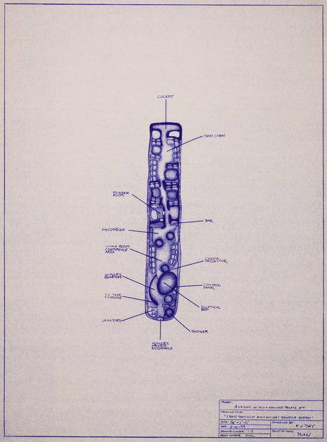 E.V. Day, ‘Anatomy of Hugh Hefner's Private Jet’, 1999, Print, Blueprints. Set of five., Track 16 Gallery