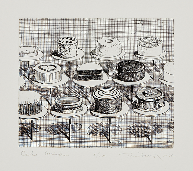 Wayne Thiebaud, ‘Cake Window, from Delights’, 1964, Print, Etching, on Rives BFK paper, with full margins, Phillips