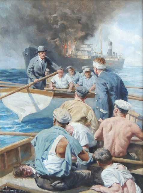 Anton Otto Fischer, ‘Battle at Sea’, 20th Century, Painting, Oil on Canvas, The Illustrated Gallery