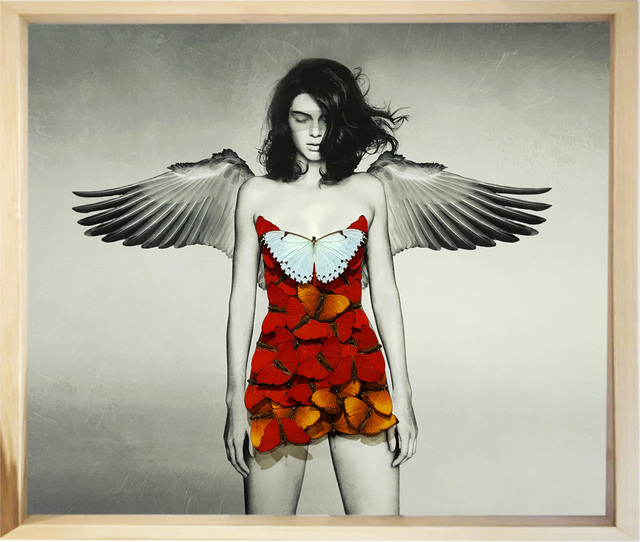 SN, ‘Breathing Angel’, 2019, Painting, Mixed media and mounted butterflies on fine art paper., Eden Fine Art