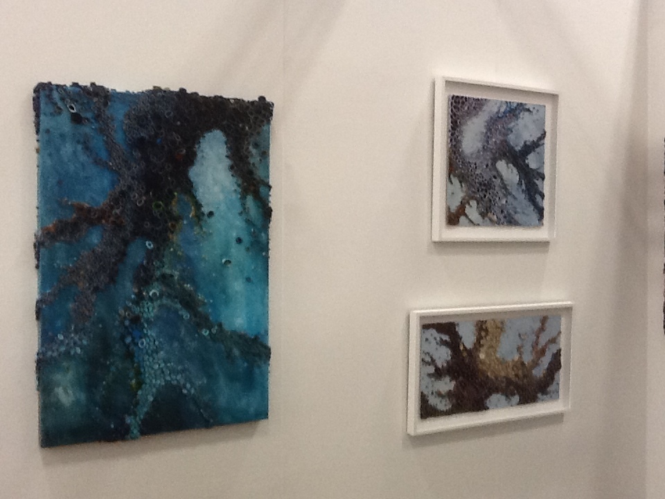 Amy Genser's organic landscapes of rolled paper and acrylic on exhibit at Elisa Contemporary Art, Booth 115, Art on Paper fair. Amy Genser's organic landscapes of rolled paper and acrylic on exhibit at Elisa Contemporary Art, Booth 115, Art on Paper fair.