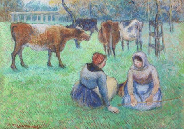 Camille Pissarro, ‘Paysannes assises gardant des vaches’, 1886, BAILLY GALLERY