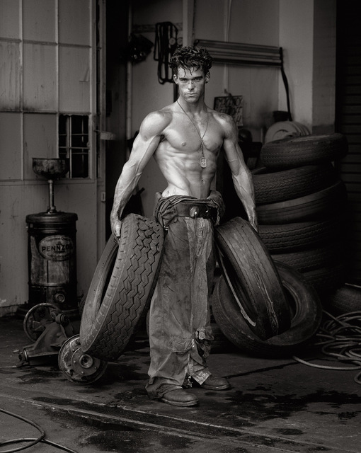 Herb Ritts, ‘"Fred with Tires- Bodyshop Series"’, 1984, Photography, Silver Gelatin Print, Izzy Gallery