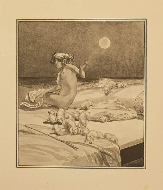 Franz von Bayros, ‘Kirke und die Ferkel (Kirke and the piglets)’, 1914, Print, Lithograph, White Cross