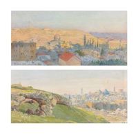 Jerusalem with the Church of the Holy Sepulchre; and Jerusalem with the Dome of the Rock