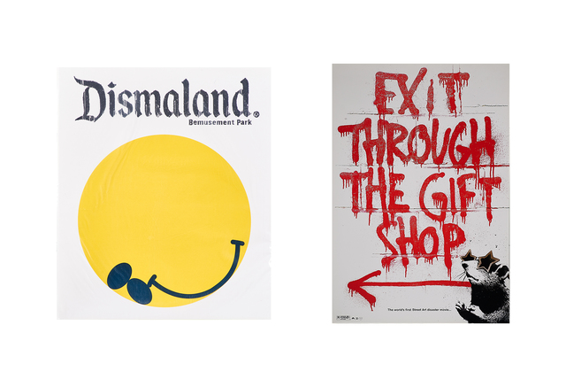 Banksy, ‘Dismaland Bemusement Park program, 2015 and Exit Through the Gift Shop poster, 2010’, 2015/2010, Rago/Wright