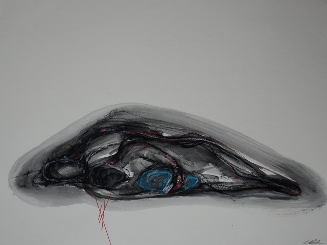 Chiharu Shiota, ‘Asleep’, 2018, Drawing, Collage or other Work on Paper, Watercolor, oil pastel and thread on paper, Mimmo Scognamiglio / Placido