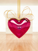 Hanging heart, magenta and gold