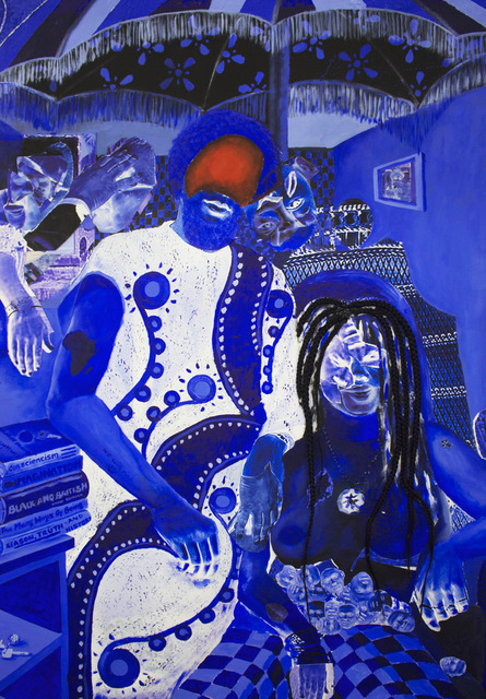 Larry Amponsah, ‘Led in Strange Ways’, 2019, Drawing, Collage or other Work on Paper, Inkjet Print, Fake Hair Extensions, Melted Glue-sticks & Acrylic on Somerset Velvet Paper, 50 Golborne