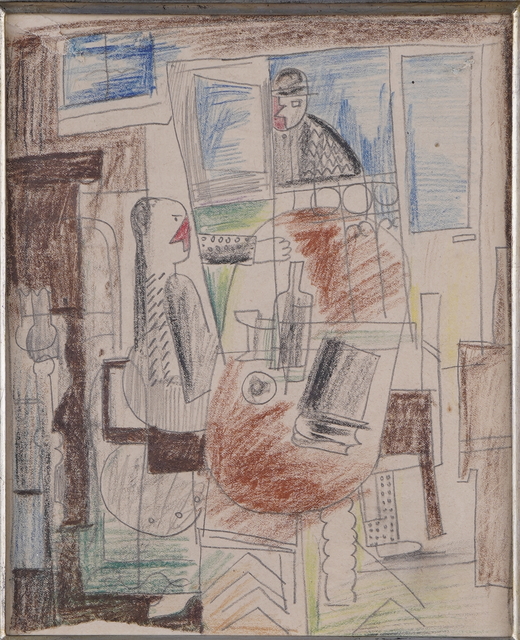Henryk Streng/ Marek Włodarski, ‘Woman at the table’, 1925, Drawing, Collage or other Work on Paper, Crayon, pencil on paper, Olszewski Gallery