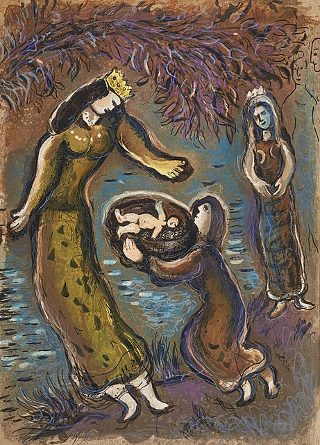 Marc Chagall, ‘Pharaoh's Daughter and Moses from The Story of Exodus’, 1966, Print, Lithograph in colors (framed), Rago/Wright