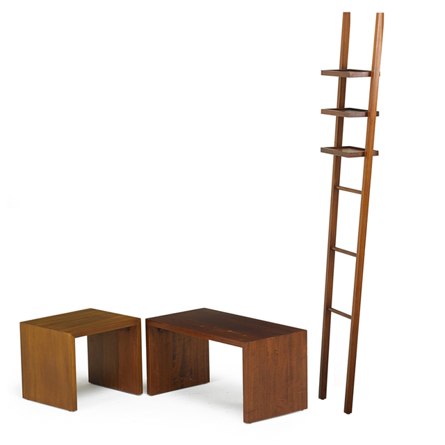 Philippe Starck, ‘Wall-Hanging Shelf And Two Side Tables/Benches For The Delano Hotel, South Beach, Miami Beach, FL’, 1980s, Rago/Wright