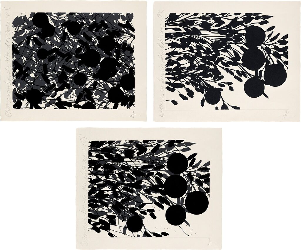 Donald Sultan - Oranges on Branches, March 13 2002; Oranges on Branches, March 18 2002; and Oranges on Branches, March 19 ...