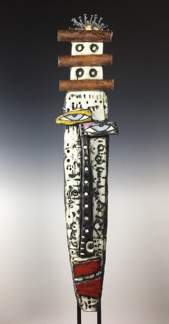 Kimmy Cantrell, ‘Tribal w/Spools’, 2019, Sculpture, Triple Glazed Ceramic, Gugsa Black Arts Collective