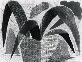 David Hockney - Green grey and blue plant