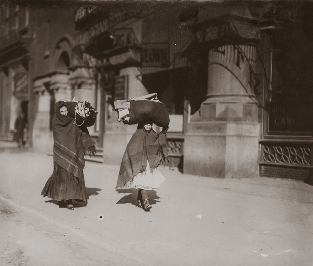 Lewis Wickes Hine, ‘Women Carrying Garments, Bleecker Street, New York City, New York’, 1912, Photography, Gelatin silver print, Robert Klein Gallery