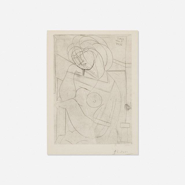 Pablo Picasso, ‘Femme nue assise, la Tete appuyee sur la Main from La Suite Vollard’, 1934, Rago/Wright