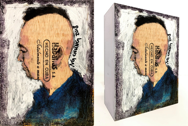 Ng Chung, ‘Cigar Box’, 2019, Painting, Oil on Habanos Cigar Box, Contemporary by Angela Li