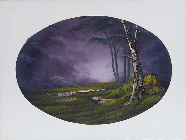 Bob Ross, ‘Bob Ross Signed Original Episode Piece Misty Forest Oval Contemporary Art Painting ’, 1970-2000, Modern Artifact