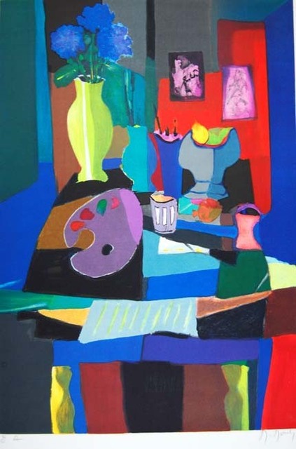 Marcel Mouly, ‘Nature Morte et Pallete’, 1992, Print, Lithograph on Arches Paper, Baterbys
