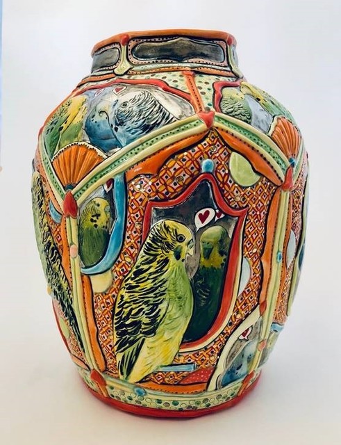 Mariko Paterson, ‘Pretty Birds’, 2019, Sculpture, ,Clay, underglaze, glaze, decals, china paints, decals, luster, Visions West Contemporary