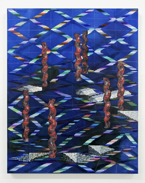 Vivien Zhang, ‘Spiral Columns (Red Venom)’, 2020, Painting, Acrylic, chalk, and oil on canvas, Lawrie Shabibi