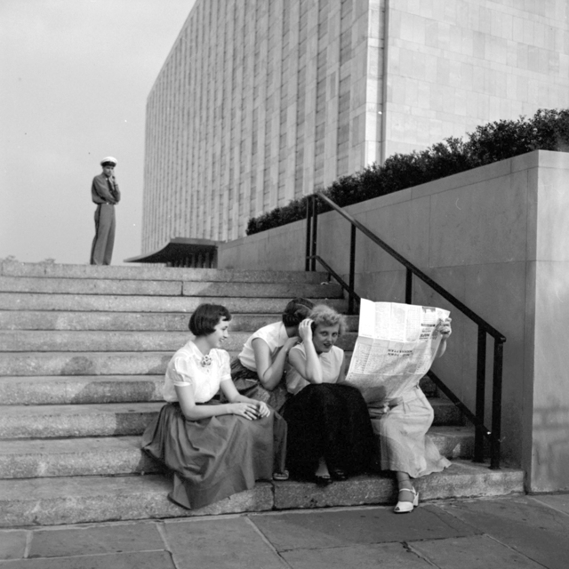 Vivian Maier, ‘VM1954W02949 - Flushing Queens, NY, 195, Women on Stairs’, Printed 2017, Photography, Modern gelatin silver print, KP Projects