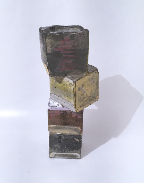 Dena Paige Fischer, ‘Stacked Cube Votive Sculpture (multicolored)’, 2020, Sculpture, Concrete, paint, oil pastel and polyurethane, Deep Space Gallery