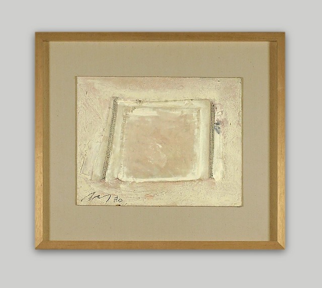 Adja Yunkers, ‘Square by Jeans’, 1980, Drawing, Collage or other Work on Paper, Collage on Paint, Approximately Blue