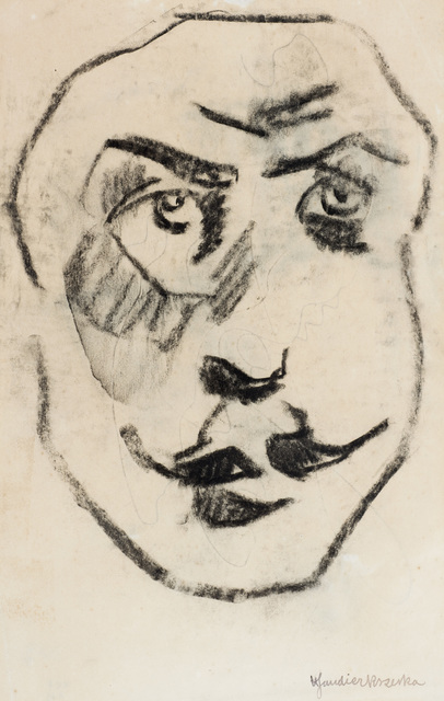 Henri Gaudier-Brzeska, ‘Sculptural Head of Brodzky’, ca. 1913, Drawing, Collage or other Work on Paper, Black chalk on paper, Ben Uri Gallery and Museum