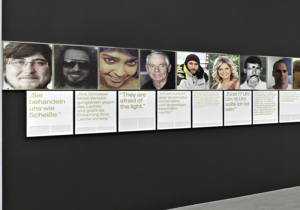 Sven Johne, Anomalies of the Early 21st Century / Some Case Studies, 2015, 66 short stories and corresponding jpgs from the internet, archival pigment print, screen print on glass each 50 x 40 cm, framed; installation variable, ed. 1+1 a.p, detail Sven Johne, Anomalies of the Early 21st Century / Some Case Studies, 2015, 66 short stories and corresponding jpgs from the internet, archival pigment print, screen print on glass each 50 x 40 cm, framed; installation variable, ed. 1+1 a.p, detail