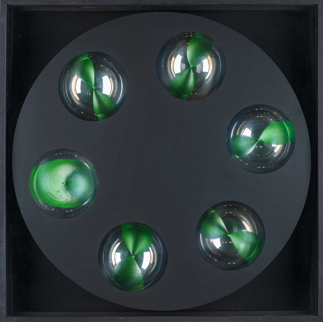 Franco Costalonga, ‘Rotante cromocinetico’, 1974, Mixed Media, Assembly, 6 hemispheres on board, electric motor, Martini Studio d'Arte