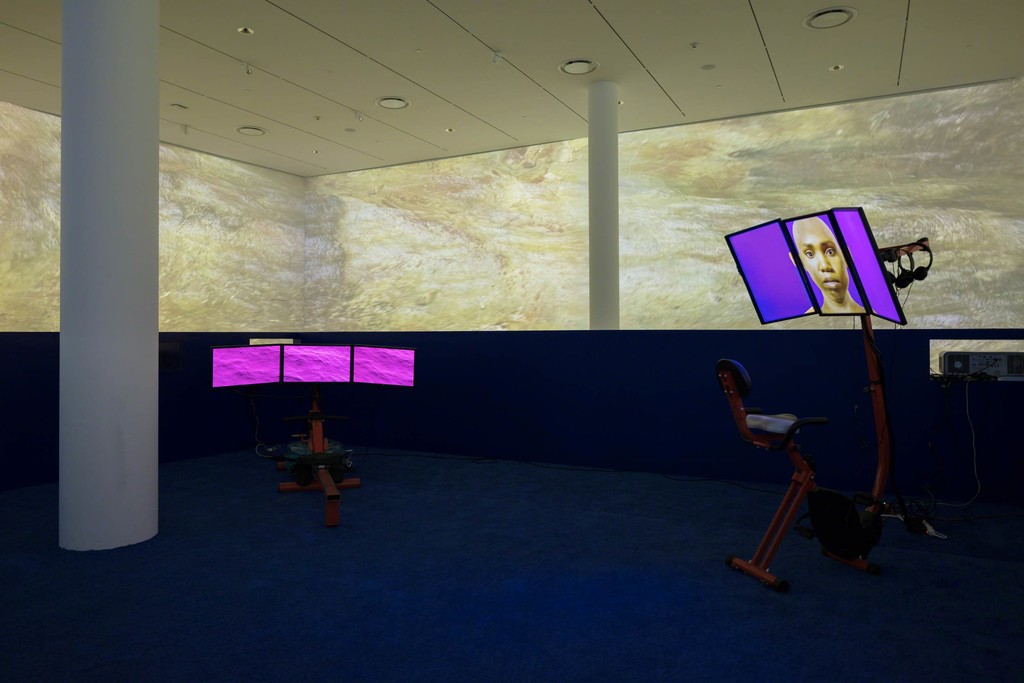 Installation view: "Sondra Perry: Typhoon coming on" at Institute of Contemporary Art, Miami. July 13 – Nov 4, 2018. Photo: Fredrik Nilsen Studio. Installation view: "Sondra Perry: Typhoon coming on" at Institute of Contemporary Art, Miami. July 13 – Nov 4, 2018. Photo: Fredrik Nilsen Studio.