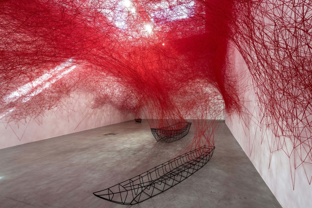 Chiharu Shiota, Uncertain Journey, 2016, Installation View Courtesy the artist and Blain|Southern, Photo: Christian Glaeser Chiharu Shiota, Uncertain Journey, 2016, Installation View Courtesy the artist and Blain|Southern, Photo: Christian Glaeser
