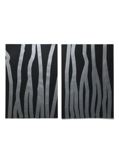 Carlo Colli, ‘Recompose Black 3M42S+4M37S’, 2017, Drawing, Collage or other Work on Paper, Torn black paint on paper and tape American gray - diptych, Die Mauer