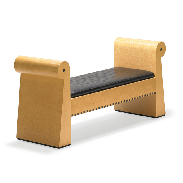 Michael Graves (1934-2015), ‘Bench, USA’, 1980, Design/Decorative Art, Bird's-eye maple burl, ebonized wood, leather, Rago/Wright