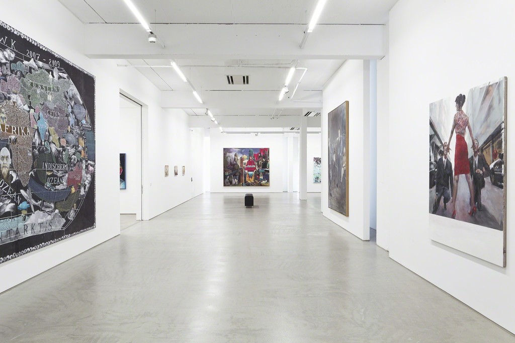 installation view G2 Kunsthalle, Hildebrand Collection, with art works by (from left to right) Paule Hammer, Matthias Weischer (3x), Neo Rauch, David Schnell, Axel Geis and Jochen Plogsties, photo: Dotgain © the artists & G2 Kunsthalle, Leipzig. installation view G2 Kunsthalle, Hildebrand Collection, with art works by (from left to right) Paule Hammer, Matthias Weischer (3x), Neo Rauch, David Schnell, Axel Geis and Jochen Plogsties, photo: Dotgain © the artists & G2 Kunsthalle, Leipzig.