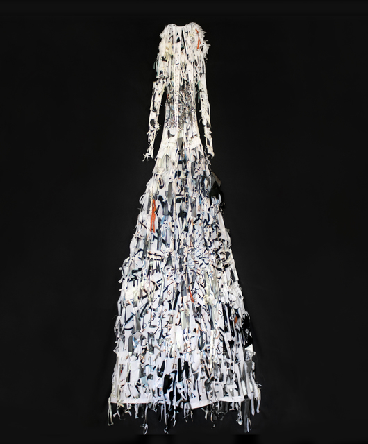 Lesley Dill, ‘White Dress’, 2008, Sculpture, Acrylic paint, oil stick and thread on fabric, Nohra Haime Gallery